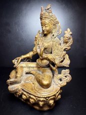 画像4: チベット密教・グリーンターラ（ドルマ・ジャン）緑度母・多羅菩薩　鍍金仏像（金銅仏）　 (4)