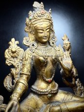 画像5: チベット密教・グリーンターラ（ドルマ・ジャン）緑度母・多羅菩薩　鍍金仏像（金銅仏）　 (5)