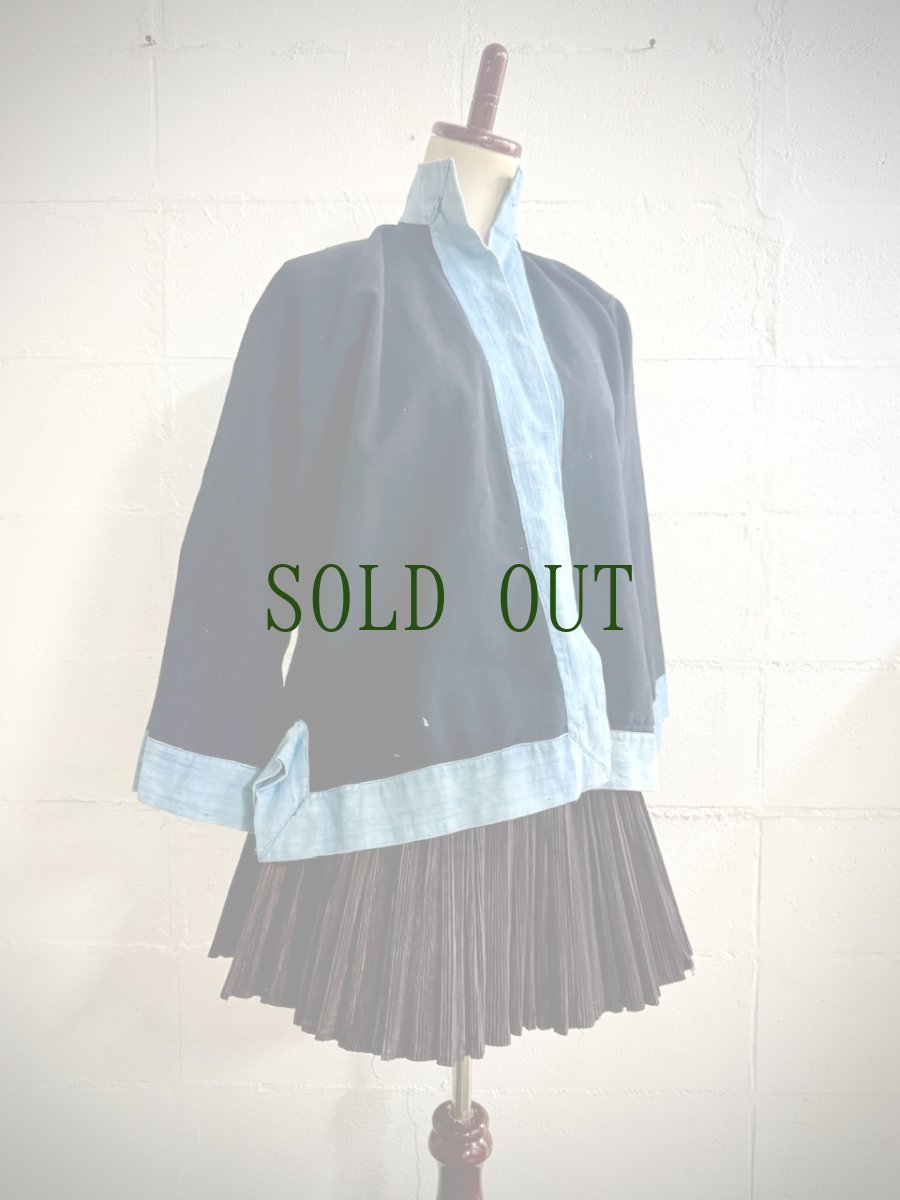 画像3: バイクーヤオ族（白裤瑶族）・上衣・藍染、ろうけつ、野蚕糸刺繍（アンティーク） (3)