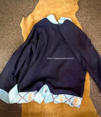 画像8: バイクーヤオ族（白裤瑶族）・上衣・藍染、ろうけつ、野蚕糸刺繍（アンティーク） (8)