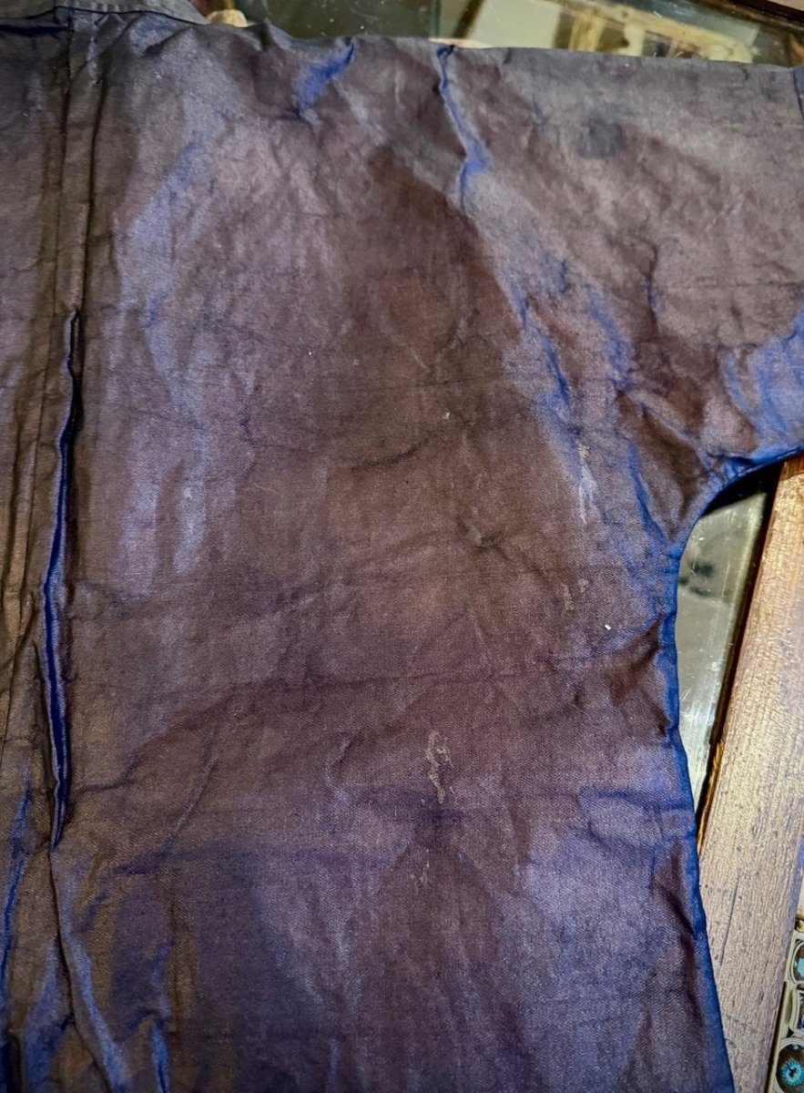 画像10: 侗族（トン族）木綿・藍染【亮布】マオカラー・カンフージャケット（頭紋布/ドビー織）　 (10)