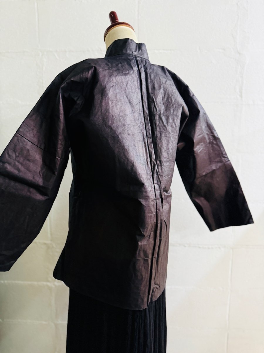 画像8: 侗族（トン族）木綿・藍染【亮布】マオカラー・カンフージャケット（頭紋布/ドビー織）　 (8)