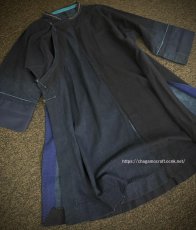 画像8: 六盘水・布依族（プイ族・Bou yei ）藍染め木綿・刺繍　ロング丈チャイナチュニック（ビンテージ） (8)