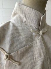 画像3: Tibetan traditional collar shirt made of cotton  チベット民族服・手紬手織り木綿（生成り・縞織り） (3)