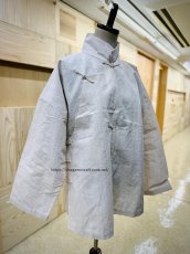 画像9: Tibetan traditional collar shirt made of cotton  チベット民族服・手紬手織り木綿（生成り・縞織り） (9)