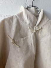 画像8: Tibetan traditional collar shirt made of cotton  チベット民族服・手紬手織り木綿（生成り・縞織り） (8)