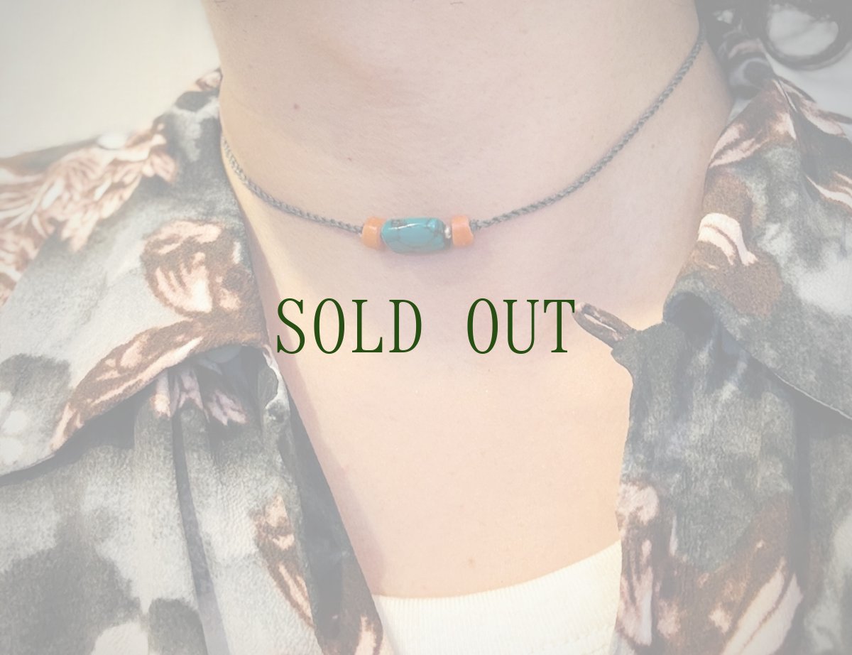 画像8: チベタン・アンティークターコイズ(yu)のチョーカーネックレス　（Old tibetan  turquoise）約3ℊ (8)