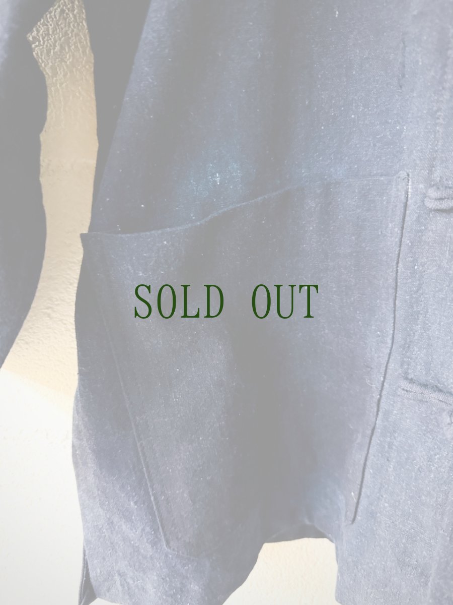 画像10: 本藍染・マオカラー/カンフージャケット（ミャオ族・手紬手織りビンテージ木綿）Ｓサイズ　 (10)