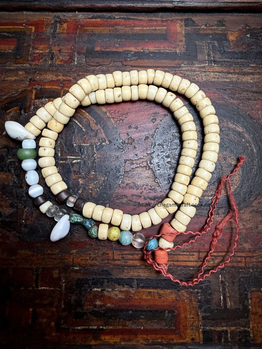 画像5: チベットのアンティーク念珠 (old tibetan  mala ) シェルパコーラル・ターコイズ・玻璃玉 (5)