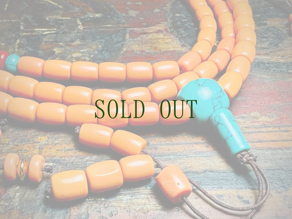 画像3: チベットＭＡＬＡ・珊瑚（圧縮）（コーラルの108玉念珠・首飾り )　数珠カウンター付 (3)