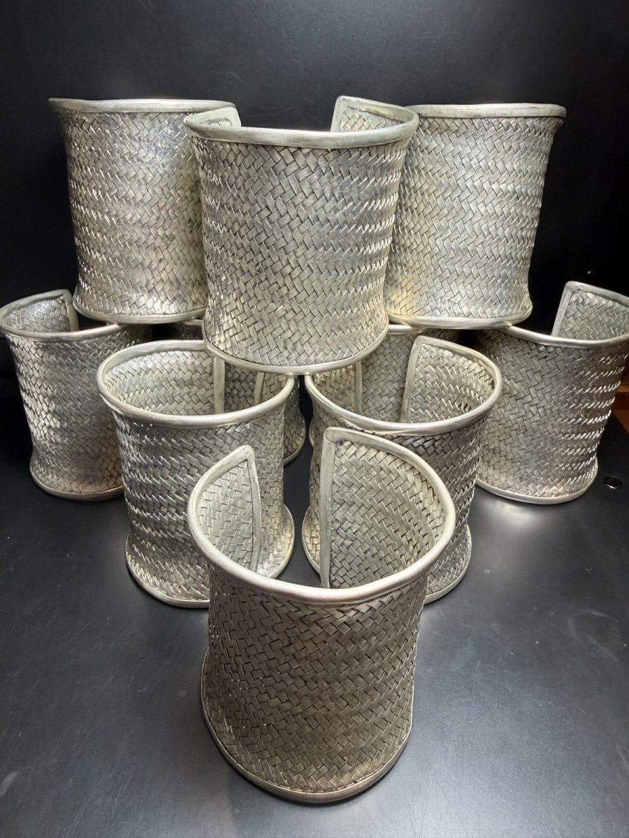 画像6: 貴州ミャオ族のシルバーバングル(ミャオ銀) 編み・大 (6)