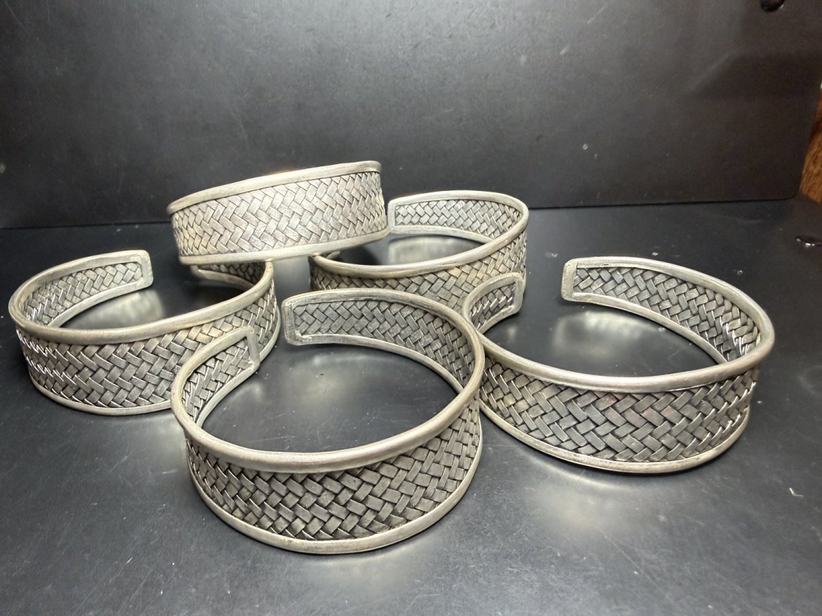 画像6: 貴州ミャオ族のシルバーバングル(ミャオ銀) 編み 小 (6)