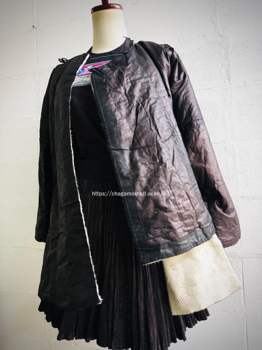 画像8: 侗族( Dong tribe /トン族)　藍染・木綿・亮布　上衣（ビンテージ） (8)