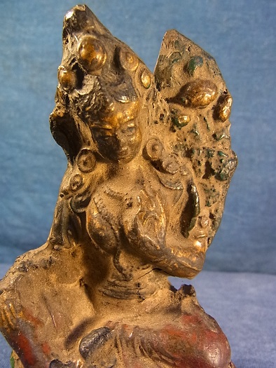 グリーンターラのツァツァ仏 (チベットの磚仏) アンティーク - Chagamocraft (チャガモクラフト)