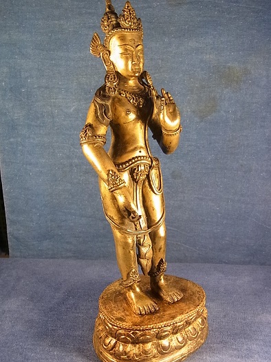観音菩薩立像（鍍金銅製チベット仏像)アンティーク - Chagamocraft 