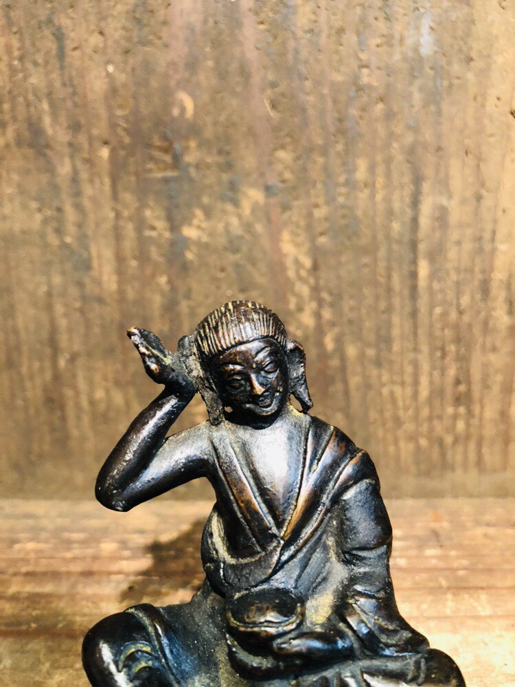 チベット密教行者・カギュ派宗祖ミラレパ (milarepa) 青銅製仏像 (開眼 