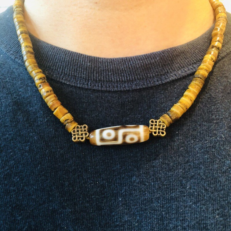 ジービーズとカパラの数珠ネックレス＆連ブレスレット (tibetan old