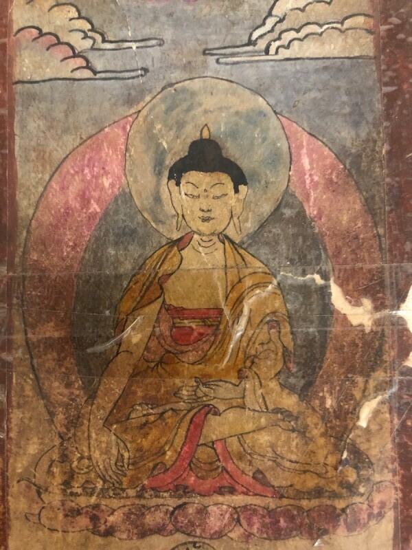 チベットのタンカ(仏陀)ザカཙ་ཀ アンティーク(額付) - Chagamocraft 