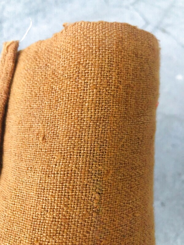 貴州省ミャオ族 柿渋染め 手紬手織り木綿 反物 （31cm×5,5m） Chagamocraft (チャガモクラフト)