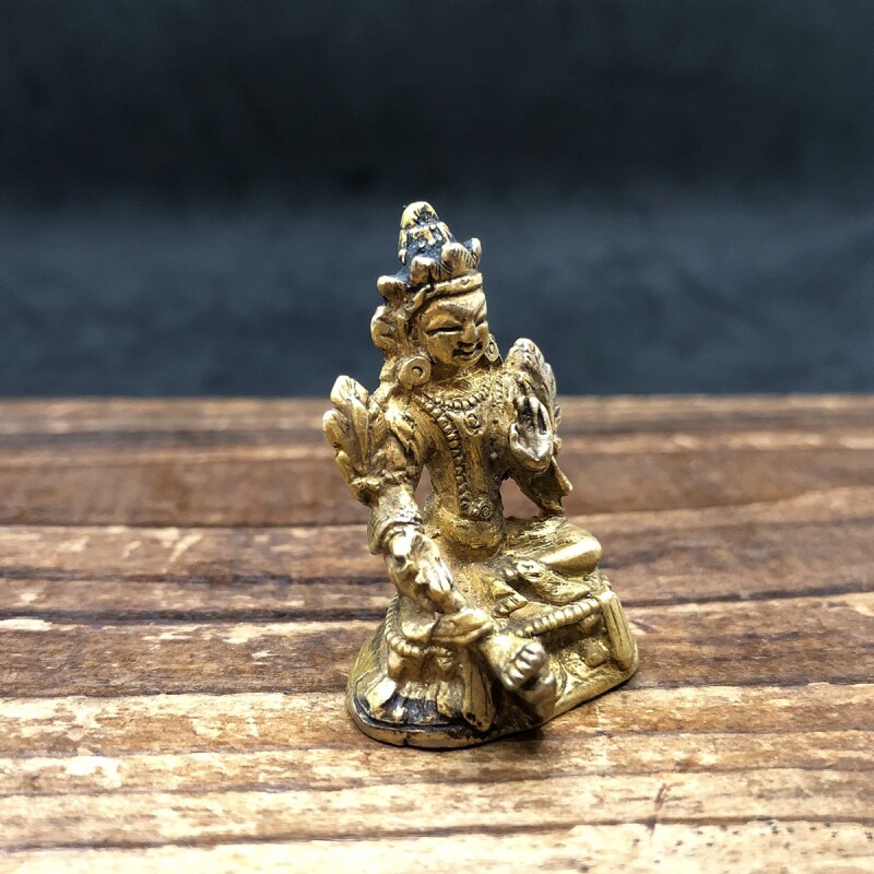 チベット・グリーンターラ 鍍金仏 （アンティーク・豆仏・金銅仏） - Chagamocraft (チャガモクラフト)